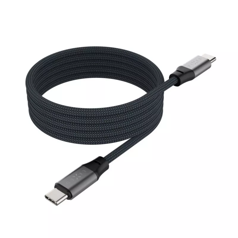 USB-C - USB-C -magneettinen punottu kaapeli FIXED FIXDBM-CC12-GR, USB 2.0, 1,2 m, harmaa