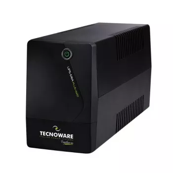 Keskeytymätön virransyöttö TECNOWARE Era Plus 1600 — Line-Interactive UPS 1,6 kVA / 1120 W, 2 AC-lähtöä, USB Type-B, musta
