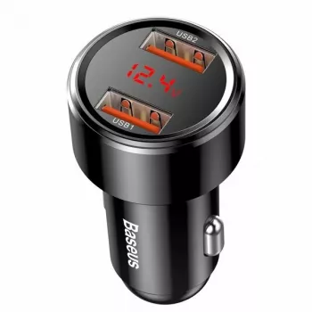 Baseus CCMLC20A-01 auto-USB-pikalaturi — älypuhelimille, tulo 12–24 V, lähtö enintään 20 V, musta