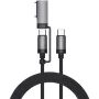 USB-kaapeli 4smarts ComboCord 2 m USB-C - USB-C/MagSafe 3 musta harmaa