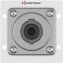 Speakon-liitäntä Kindermann 7444000413 — 1-portainen alumiini, 50×50 mm, 40 mm syvyys