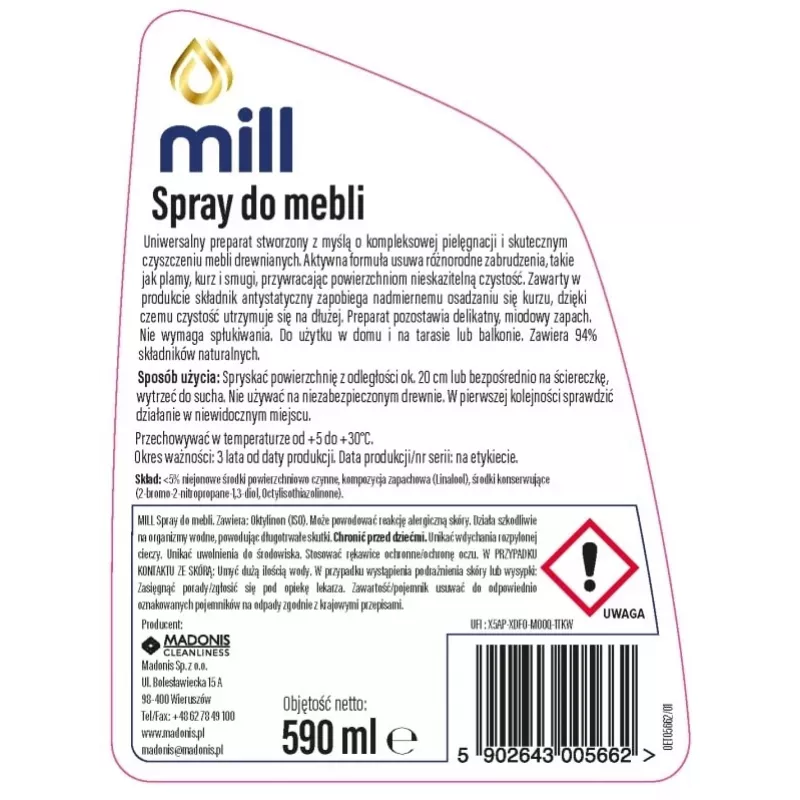 MILL Clean huonekalusuihke 590 ml