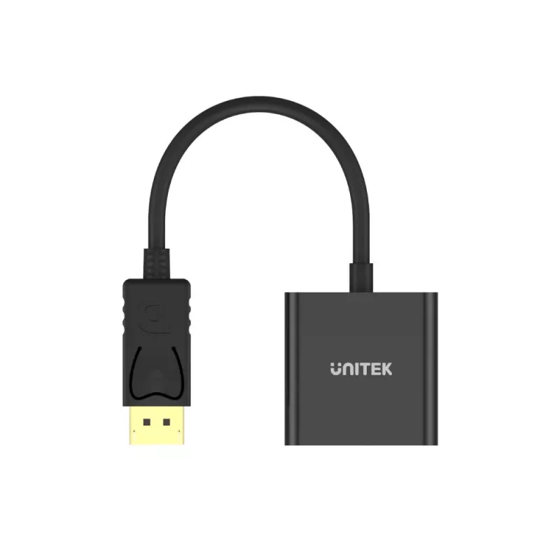UNITEK Y-5118E DisplayPort-VGA-sovitin musta pistoke