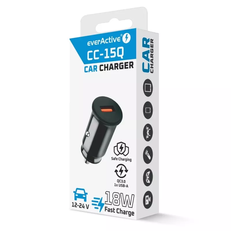 Autolaturi everActive CC-15Q QC3.0 18W 1×USB