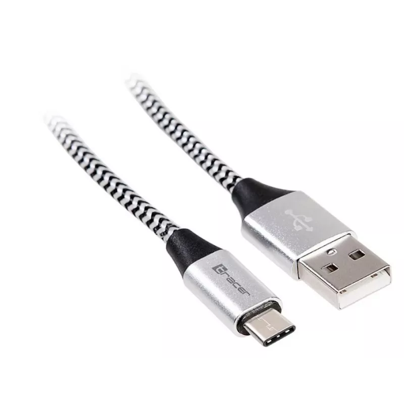 USB-kaapeli 2.0 Type-C uros - C uros 1,0 m musta-hopea