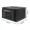 Qoltec 54465 19 tuuman seinälle asennettava palvelinkaappi 6U, 600 x 370 x 600 mm, karkaistu lasiovi, SPCC-teräs