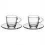 Bialetti Moka Cup Set Glass ISTITUZIONALE, 2 espressokuppia aluslautasilla, 75 ml