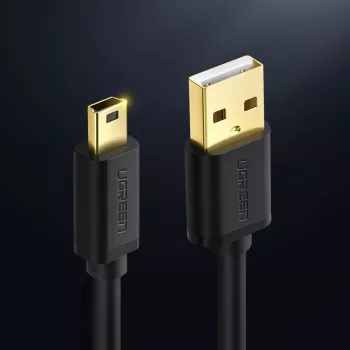 USB-kaapeli UGREEN US132 Mini-USB 1 m — musta, 480 Mbit/s, nopea lataus