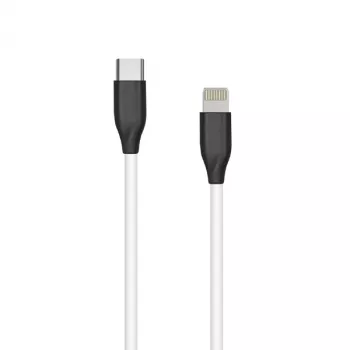 Silikonikaapeli USB Type-C - Lightning, 2 m (valkoinen)
