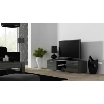 TV-taso cama meble SOHO 140 — 1400×430×370 mm, harmaa kansi (lastulevy), harmaa runko