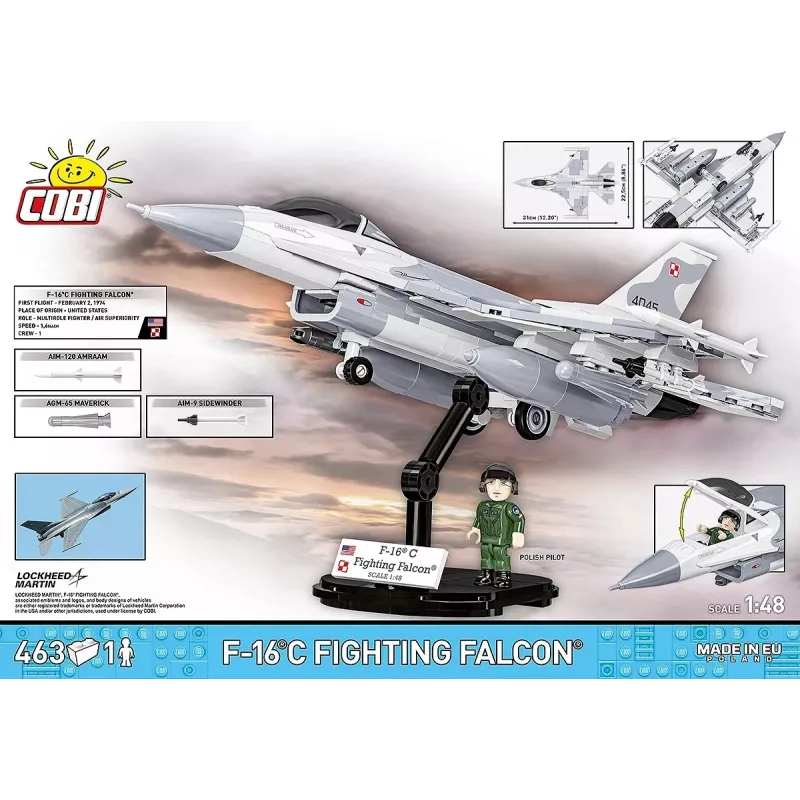 Rakennussarja Cobi F-16C Fighting Falcon – 463 osaa, mallirakennussarja mittakaavassa