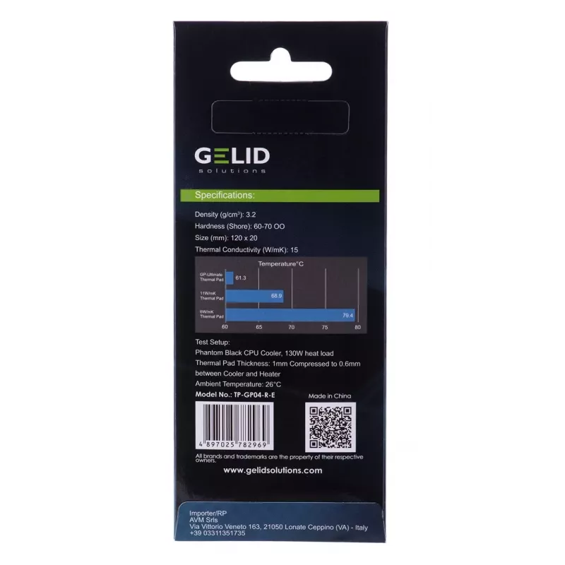 Lämpötyyny Gelid TP-GP04-R-E 120×20×3,0 mm, tiheys 3,2 g/cm³, 1 kpl