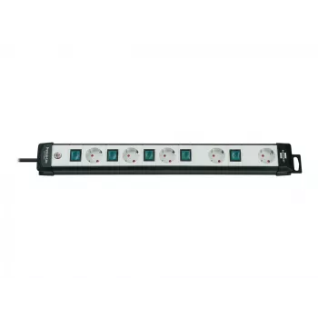Brennenstuhl Premium-Line Technik 5-paikkainen, 3 m jatkojohto 5-paikkainen musta/vaaleanharmaa, 3m H05VV-F 3G1,5, yksittäin kytkettävä
