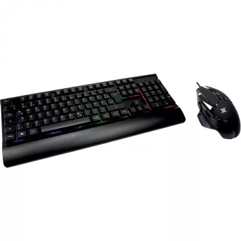 Johdollinen pelinäppäimistö- ja hiirisarja INTER-TECH KC-3000 RGB taustavalaistu, USB-liitäntä