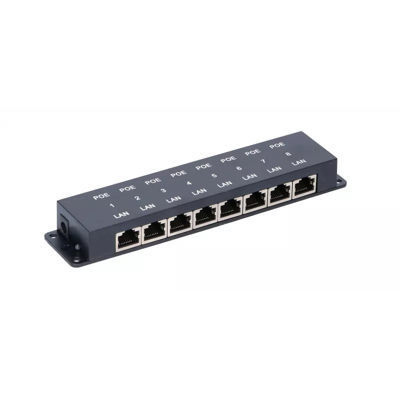 Extralink 8-porttinen PoE-injektori, 8x 100 Mb/s RJ45