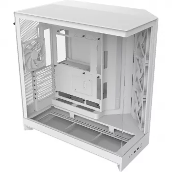 PC-kotelo NZXT H9 Flow Midi Tower valkoinen – ATX/EATX/Micro ATX/Mini-ITX, 3x140mm edessä, 1x120mm takana, 2x3,5