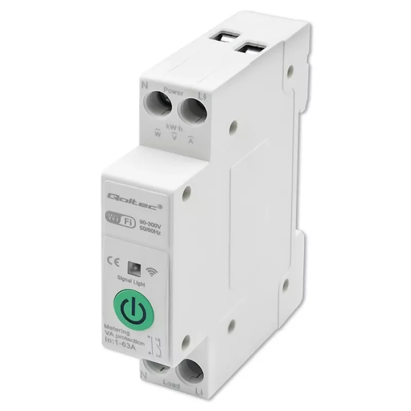DIN-kiskorele WLAN QOLTEC 50881 — verkkovaihtorele 63A sähköasennuksiin