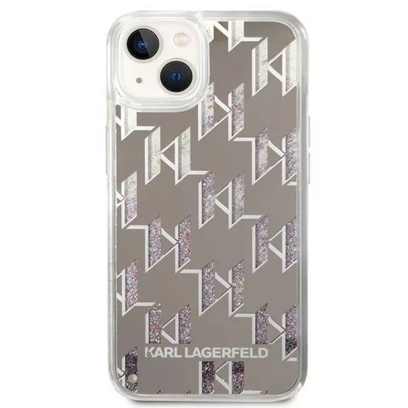 Karl Lagerfeld KLHCP14MLMNMS iPhone 14 Plus 6.7 kova kotelo hopea / hopea Liquid Glitter Monogram