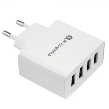 everActive puhelinlaturi SC400 4x USB-liitännällä, 5A kokonaislähtö, valkoinen