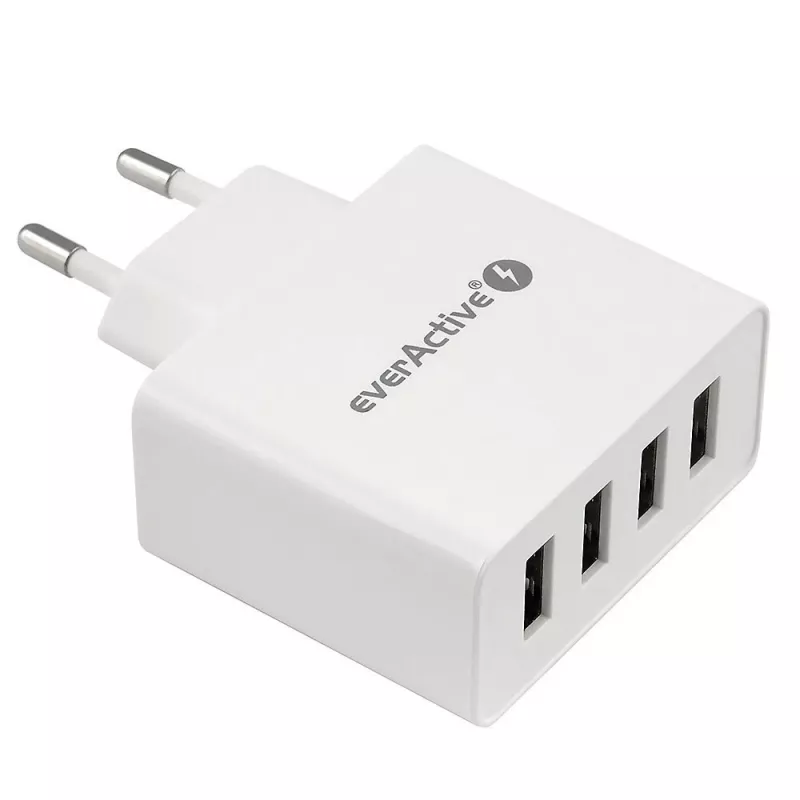 everActive puhelinlaturi SC400 4x USB-liitännällä, 5A kokonaislähtö, valkoinen