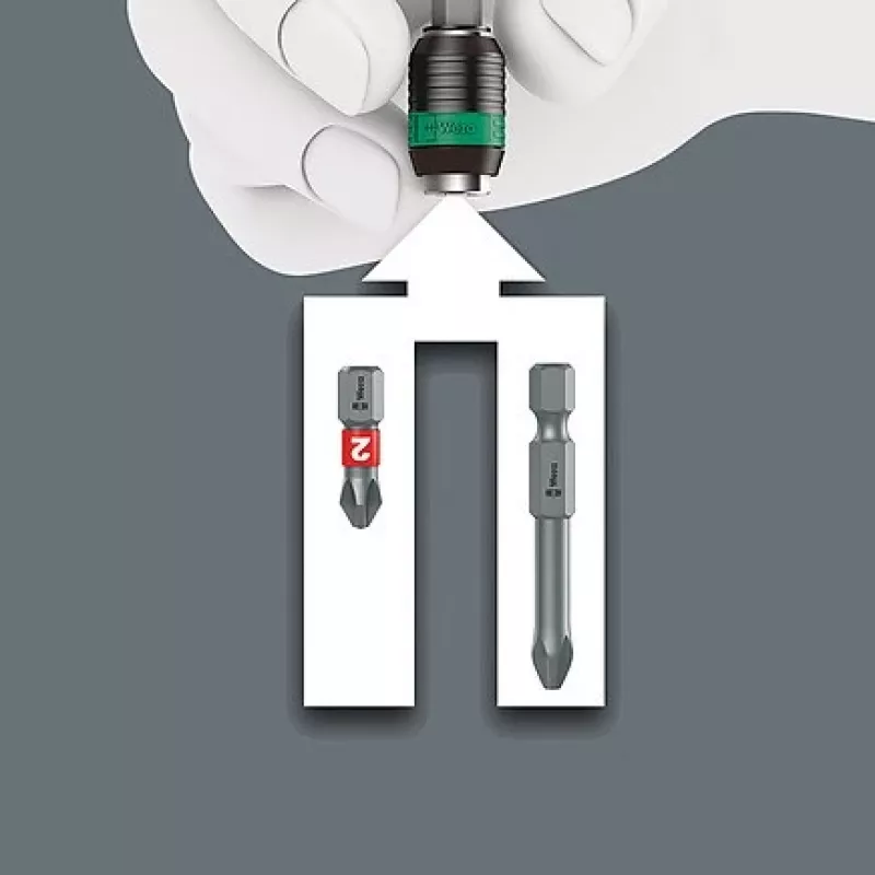 Wera 826 T Kraftform Turbo -bitinpidinruuvimeisseli Rapidaptorilla, 1/4 tuumaa