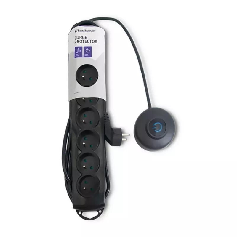 Ylijännitesuoja Qoltec 50171 musta 7 AC-pistorasiaa 230V 1,5m
