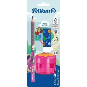 Pelikan harjoituskynäsetti Combino BS, pyyh., teroitin, pinkki (821612)