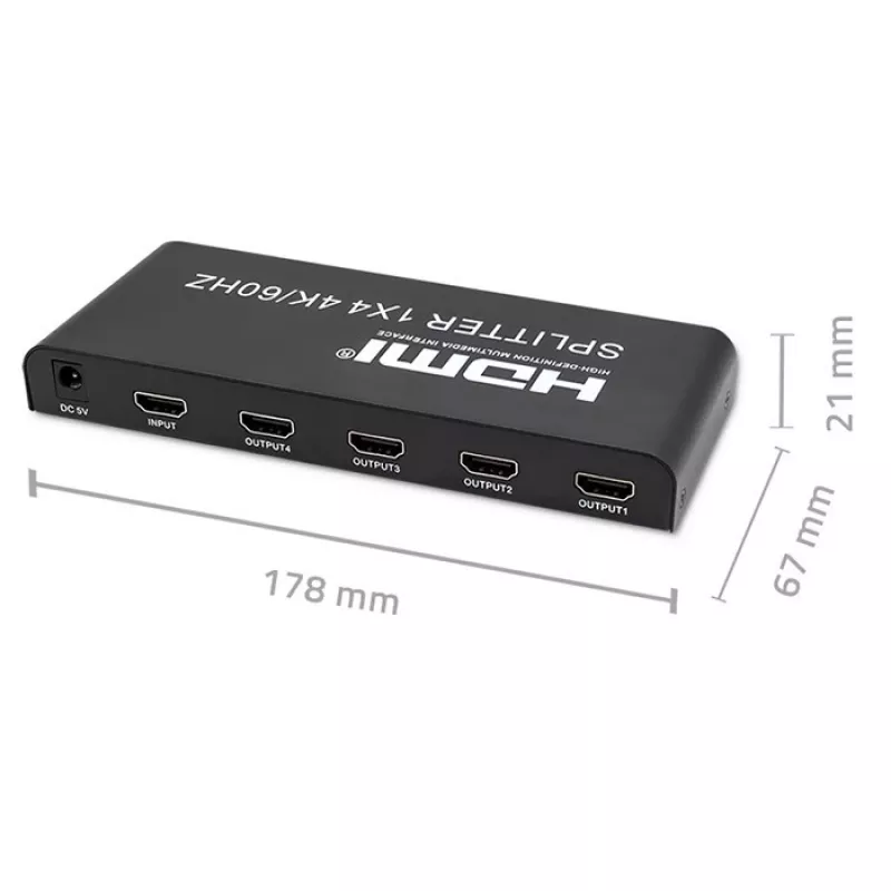 Qoltec 51799 aktiivinen HDMI-jakaja 4 x HDMI 4K x 2K | 6 Gb/s | 60 Hz