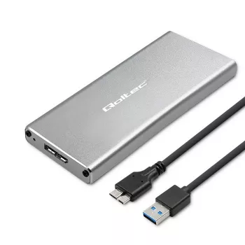 Alumiinikotelo QOLTEC 51833 M.2 SSD:lle, SATA – USB 3.0, tukee jopa 2 TB