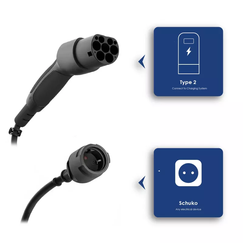 AKYGA AK-SC-E28 Type-2-Schuko-adapterikaapeli EV-latureille 16A 0,3m musta