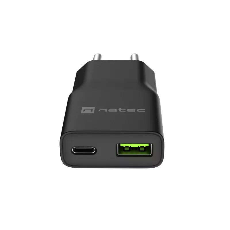 Virtalähde NATEC Ribera NUC-2377 — 1×USB-A, 1×USB-C, 3 A lähtö