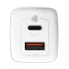 Laturi Baseus CCGAN2L-B02 sisäkäyttöön AC-pikalaturi 20V 1xUSB 1xType-C valkoinen