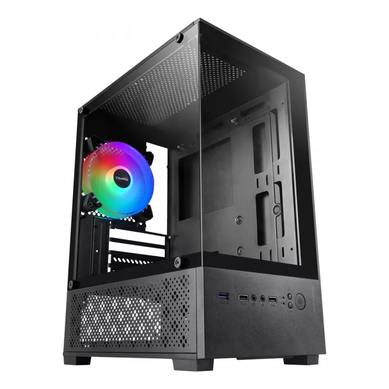 Mini-tornikotelo TACENS Mars Gaming MC-SE2 — Mini-ITX / Micro-ATX, musta, sivulasiseinä, pohjavirtalähde, tukee 2x2,5