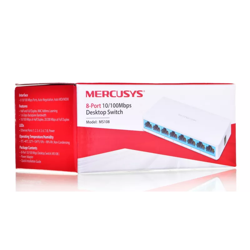 Kytkin Mercusys MS108 8 porttia RJ-45 10/100Mbps hallitsematon