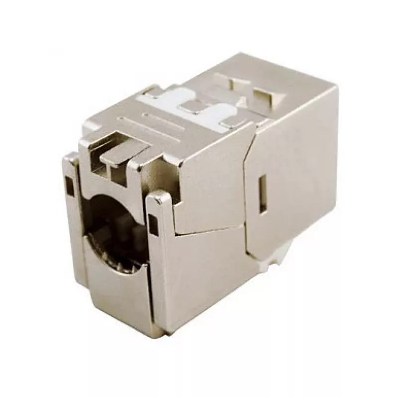 Suojattu Cat.6A ohut Keystone-liitin, EQUIP 767223, työkaluton, RJ-45, litteä, hopea, 8 kpl