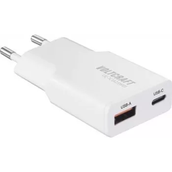 Voltcraft UC-1C1A25W01 USB-laturi 1x USB-A USB-C pikalataus PD 3.0 valkoinen (VC-17010775)
