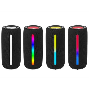 Kannettava stereokaiutin TRACER Stripe musta — 10 W RMS, Bluetooth/langallinen, USB-A & USB-C, MicroSD, sisäänrakennettu akku (jopa 5 h)
