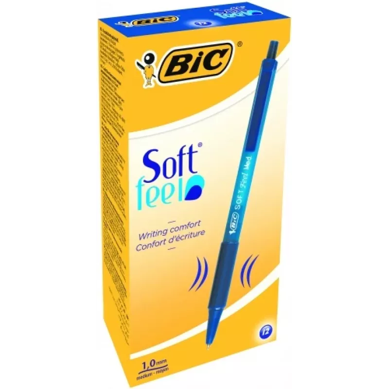 BIC kuulakärkikynä SOFTFEEL CLIC 0,32 mm, sininen, laatikko 12 kpl 914346