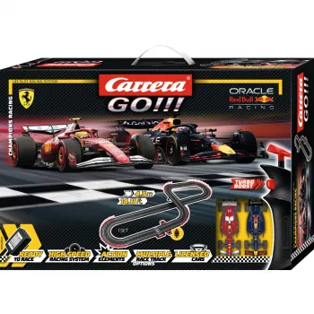 Kilparata CARRERA GO!!! Champion's Racing — Slotcar-setti, mittakaava ja tekniset tiedot valmistajan ilmoituksen mukaan