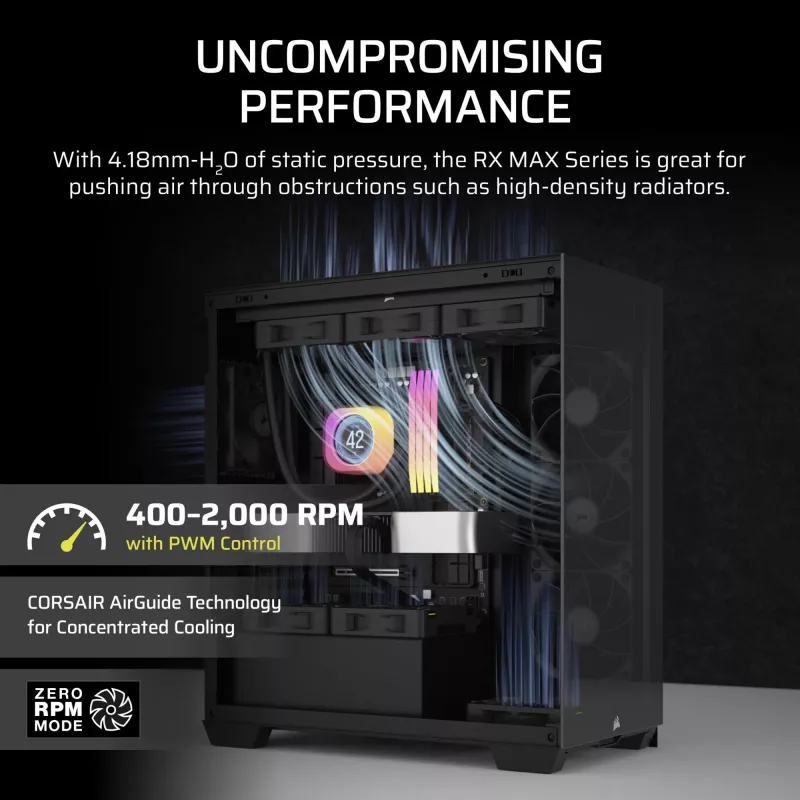 Corsair iCUE LINK RX120 MAX 120 mm kotelotuuletin - musta