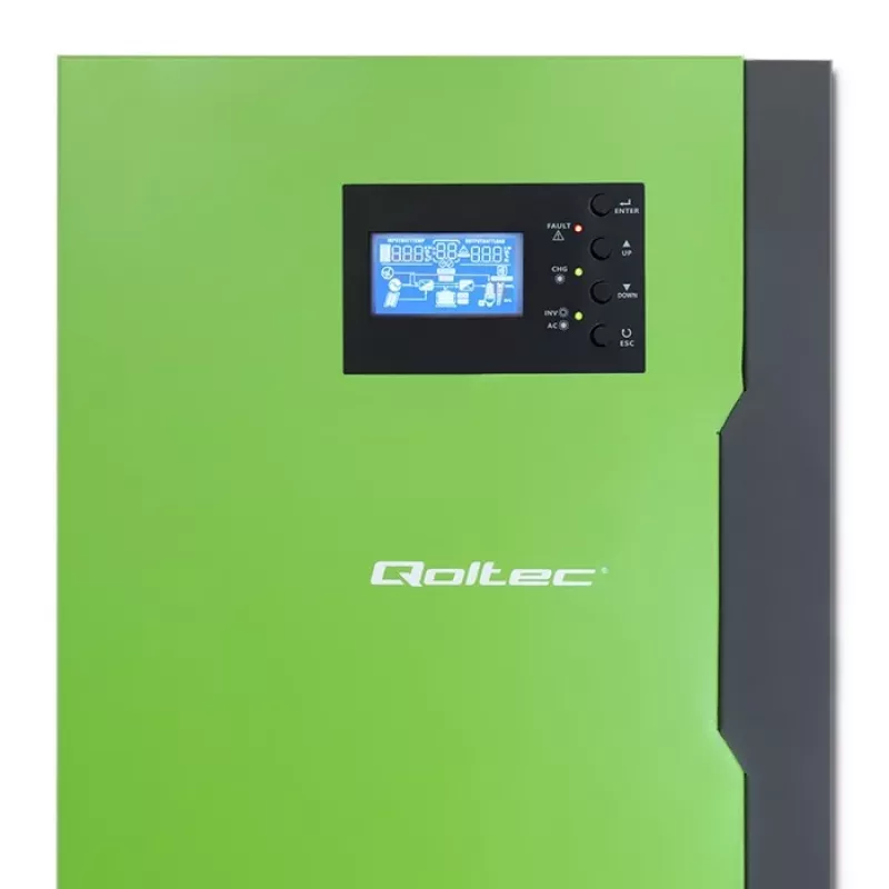 Off-grid-invertteri Qoltec 53887 aurinkoinvertteri 10 kVA litiumpolymeeri musta