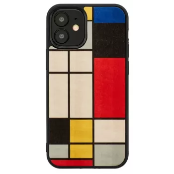 Man and Wood -puhelinkotelo iPhone 12 mini — puinen takasivu, musta kehys