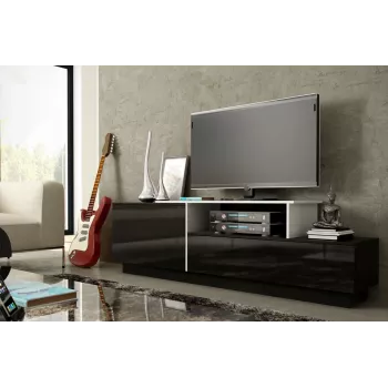 Cama TV-kaappi SIGMA 3 180 musta/musta kiiltävä + valkoinen
