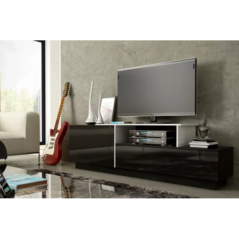 Cama TV-kaappi SIGMA 3 180 musta/musta kiiltävä + valkoinen