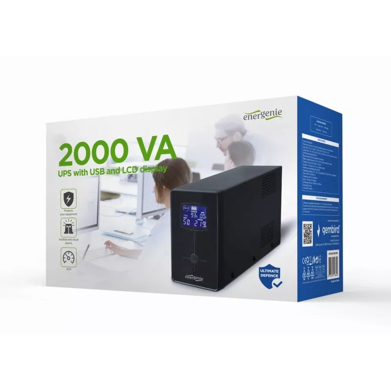 Gembird EG-UPS-035 UPS (keskeytymätön virransyöttö) Line-Interactive 2 kVA 1200 W 5 AC-lähtöä