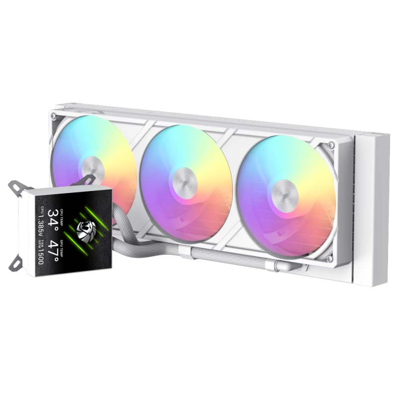 Gamemax CPU-nestekühler | GLACIER 360 LCD WH | Intel, AMD