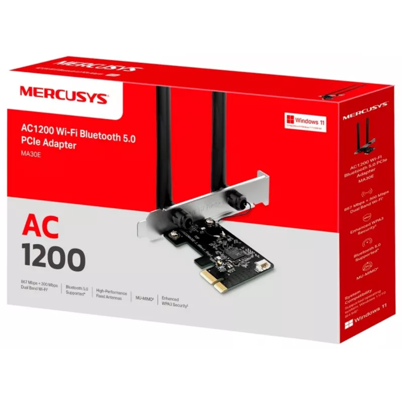 Mercusys AC1200 Wi-Fi Bluetooth PCIe-sovitin MA30E dualband