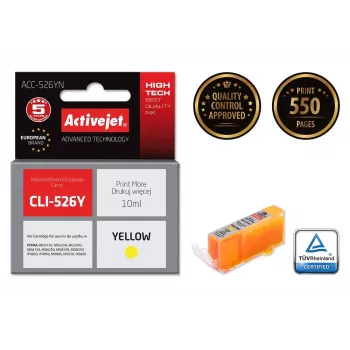 Activejet ACC-526YN mustekasetti (Canon CLI-526Y -yhteensopiva; Supreme; 10 ml; keltainen)