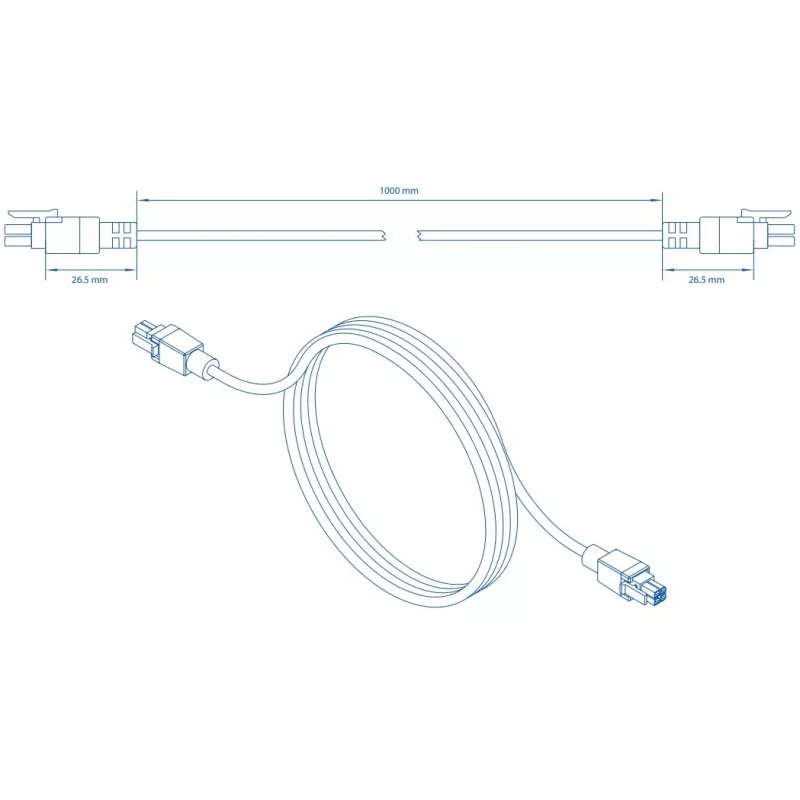 Teltonika 4-pin–4-pin-virtakaapeli, musta, 1 m, tulojännite 30 V, tulovirta 2 A