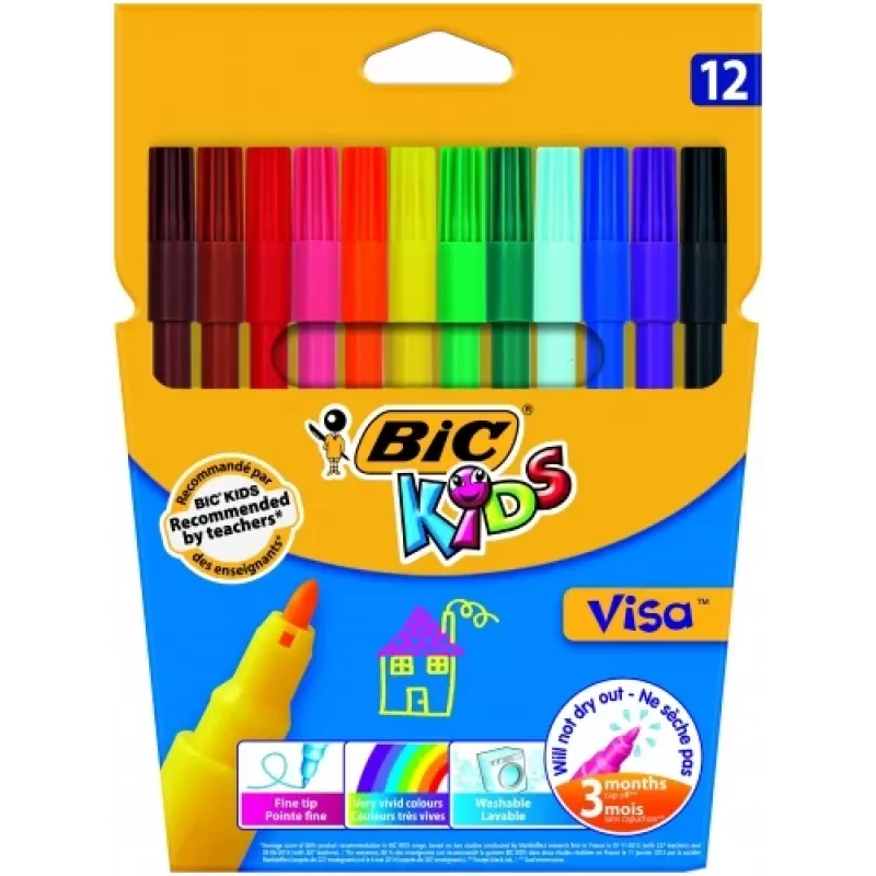 Ohutkärkikynä BIC Visa Multicolour 12 kpl